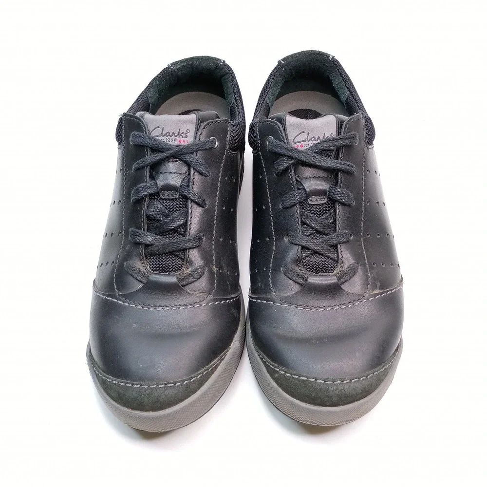 Clarks Oxford Sneakers Men Size 9.5 Black Leather Suede Lace Up 62003
